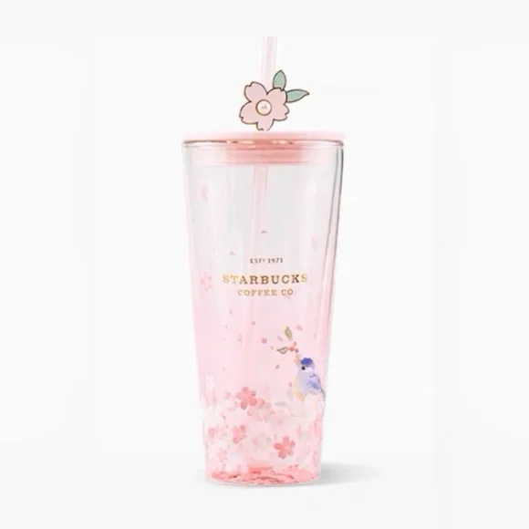New 2022 Starbucks China Cherry Blossom Tumbler Pink Sakura 20OZ Glass Straw Cup